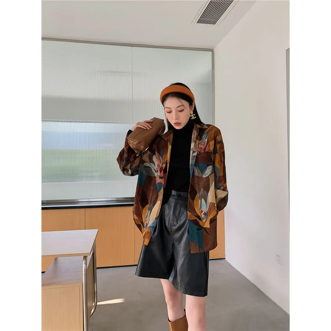 Stacking 90S Vintage Casual Contrasting Colors All-match Loose Long Sleeved Women Hong Kong Flavor New Spring Streetwear Tops