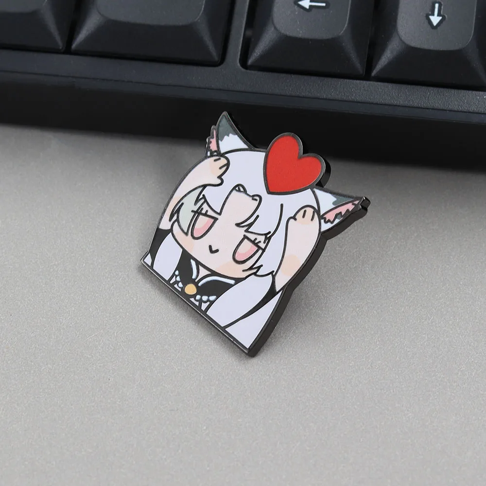 Naraka Bladepoint Hu Tao Herz-Katzenohren-Mädchen Emaille-Pin Niedliche Anime-Anstecknadel Cartoon-Brosche für Kleidung Rucksack Fan-Geschenk – Detail 10