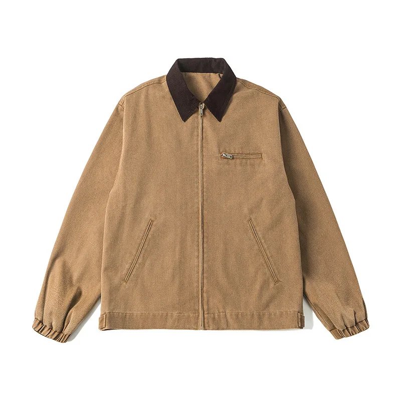 Retro washed workwear jacket for men 2025 spring new style trendy brand loose jacket top American pilot-style coat