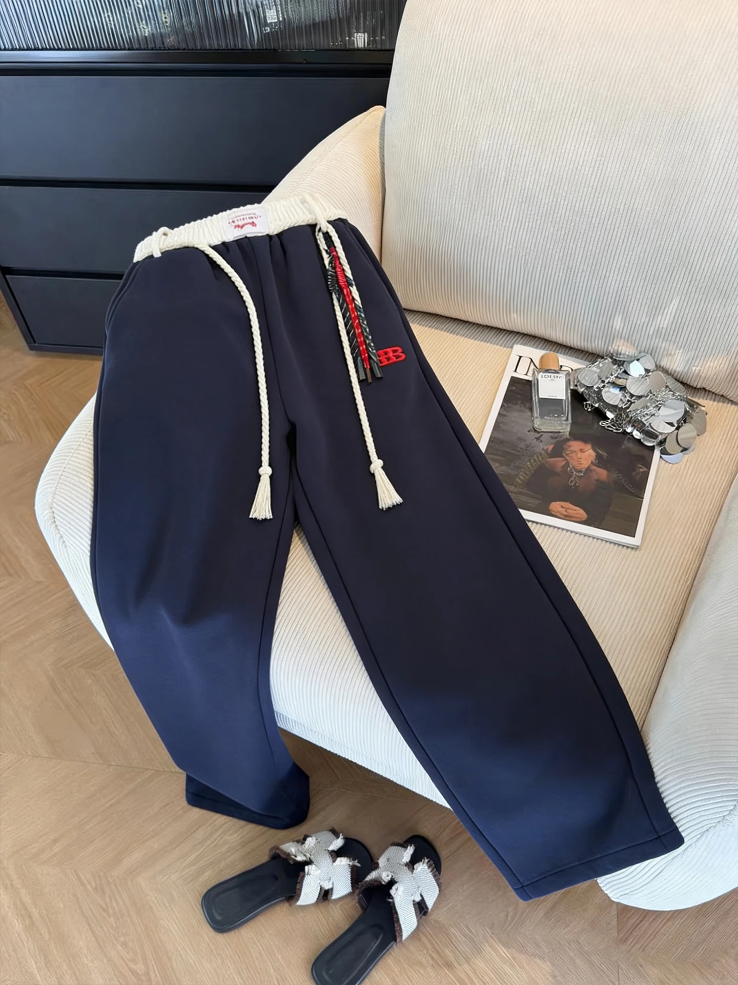 

High Waist Straight Leg Casual Pants Women's Spring Autumn Design Sensation Color Blo Waist Head Hip Hop Street Sle Sport...