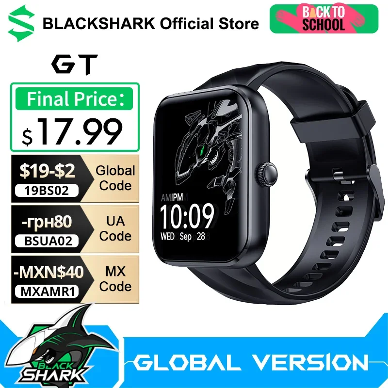 

Глобальная версия Black Shark GT Smartwatch 1,78-дюймовый AMOLED-дисплей 10-дневный срок службы батареи Смарт-часы 100 спортивных режимов IP68 Водонепроницаемые