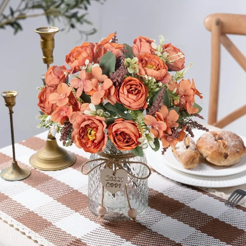 Künstliche Blumen, weiße Seiden-Hortensien, Pfingstrosen, Hochzeits-Party-Bundle, Festival, Heim, Zimmer, Tisch, Vase, Dekoration, Outdoor, Hof, DIY-Geschenk – Detail 12