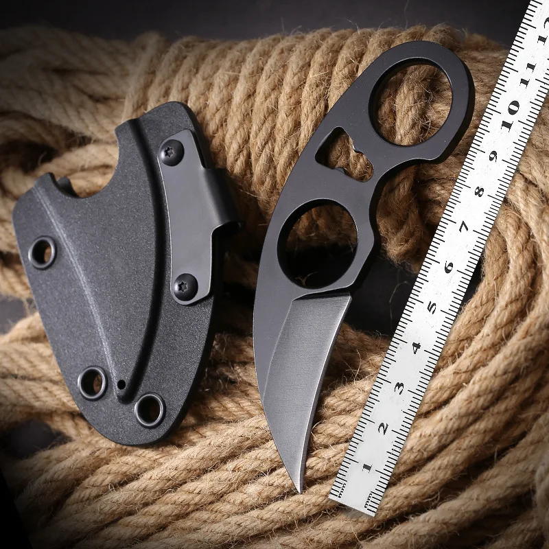 

Прямой нож из нержавеющей стали с держателем ножа, кольцо, карманный мини-карманный нож для кемпинга, инструмент EDC