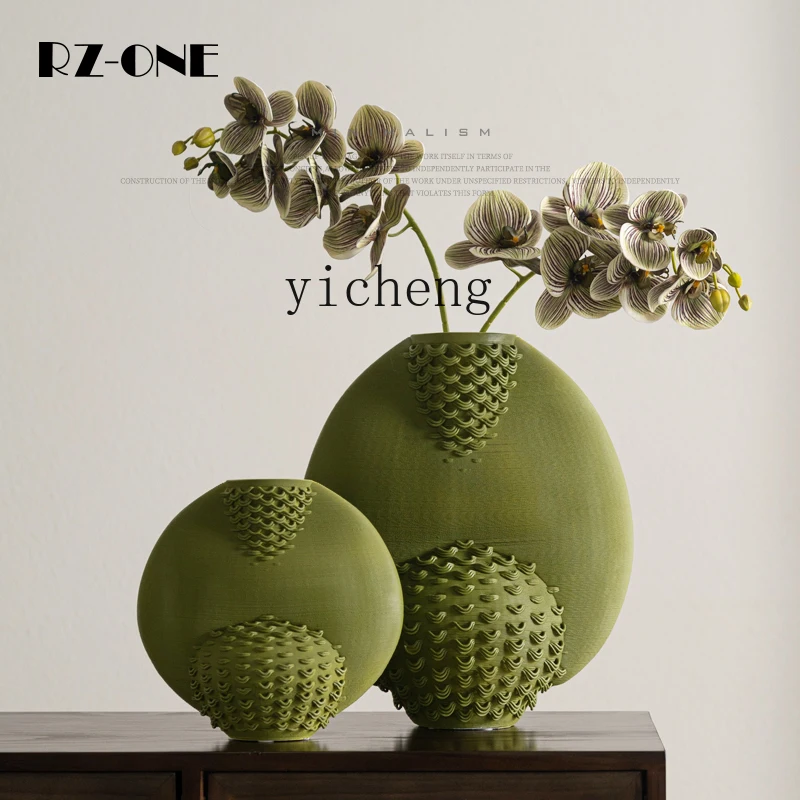 

FY Home Decor Living Room Vase Japanese Style Green Ceramic Vase Ornament