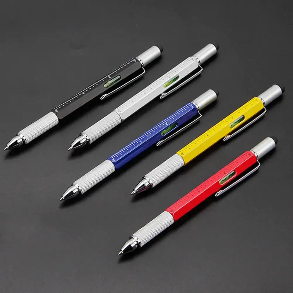 Creative Multi-functional Capacitive Pen Level Ballpoint Pen Gauge Scale Screwdriver Tool Touch Capacitor Pen Office Supplies