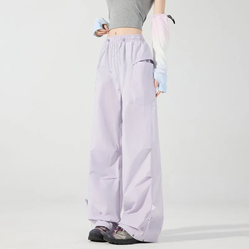 Parachute Pants Women Harajuku Streetwear Wide Leg Baggy Sweatpants Female Vintage Hip Hop Joggers Cargo Trousers