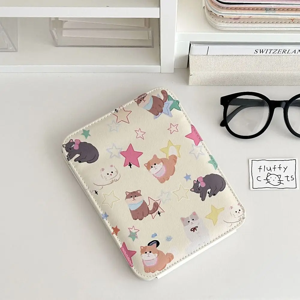 

Маленькая настольная подставка из искусственной кожи, зеркало с котом и цветком, складное зеркало для макияжа, складное косметическое зеркало с рисунком щенка для спальни