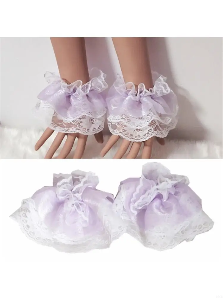 Lace Hand Sleeves Decorative Arm Sleeves Lace Trim Detailing Faux Cuffs Sleeves for Women Teens Anime Maid Dressingup 
