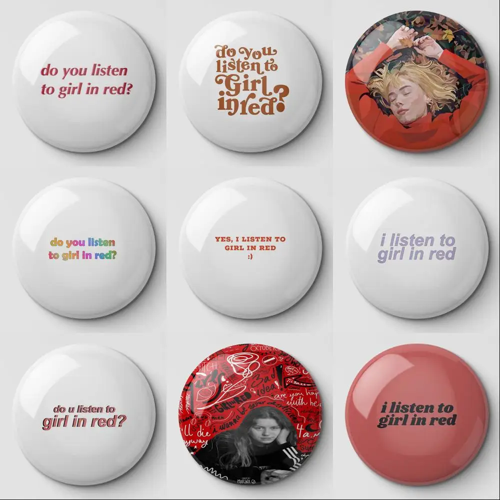 Do You Listen To Girl In Red Soft Button Pin Customizable Metal Funny Brooch Cartoon Decor Women Jewelry Collar Creative Lover