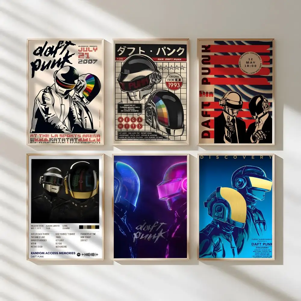 Rock Band D-Daft Punk Painting Calligraphy Waterproof Canvas Art Wrinkle Free Wall Hanging For Home Living Room Bedroom Decor
