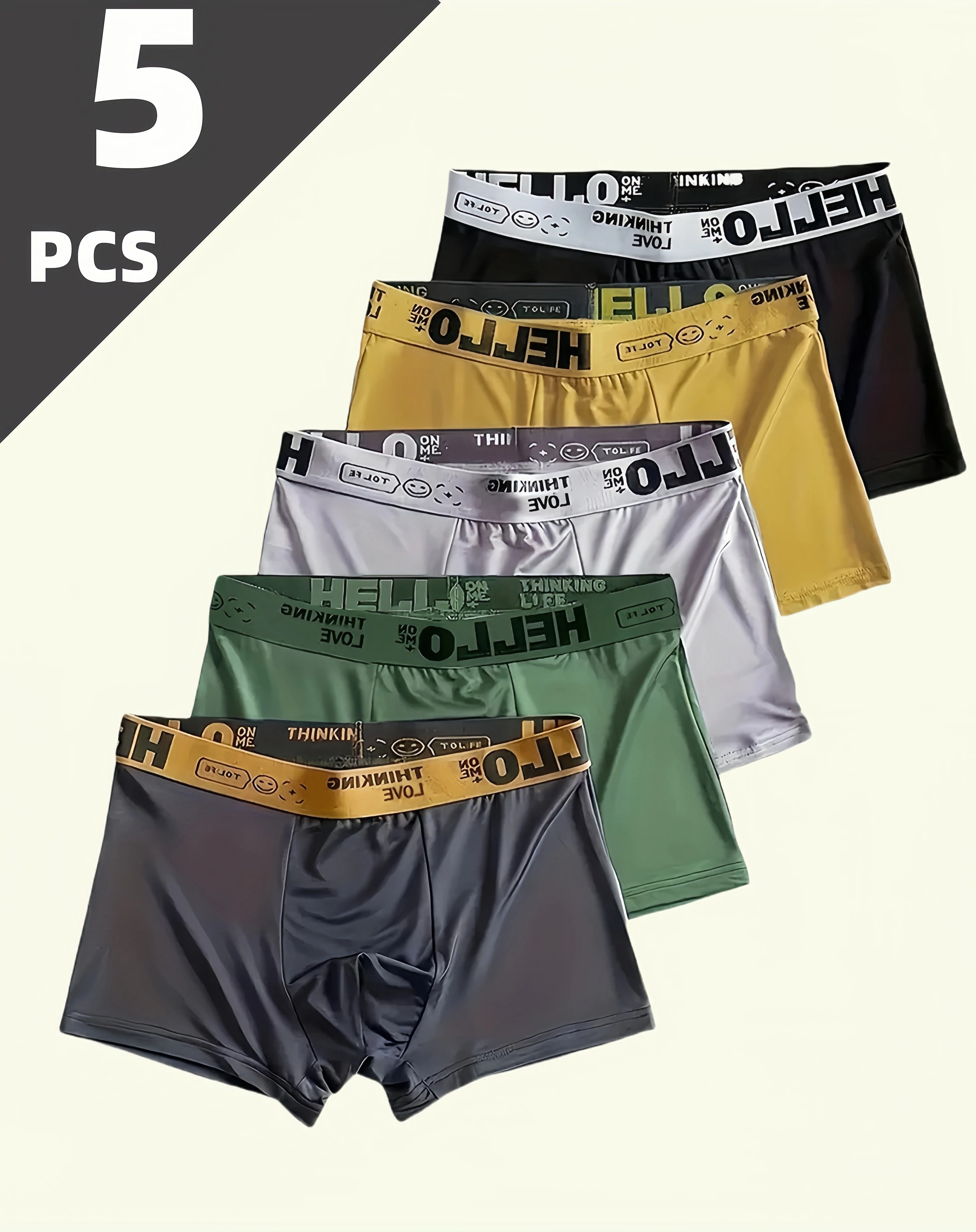 

5 pcs Mens Underwear Shorts Breathable Boxer Shorts Comfortable soft