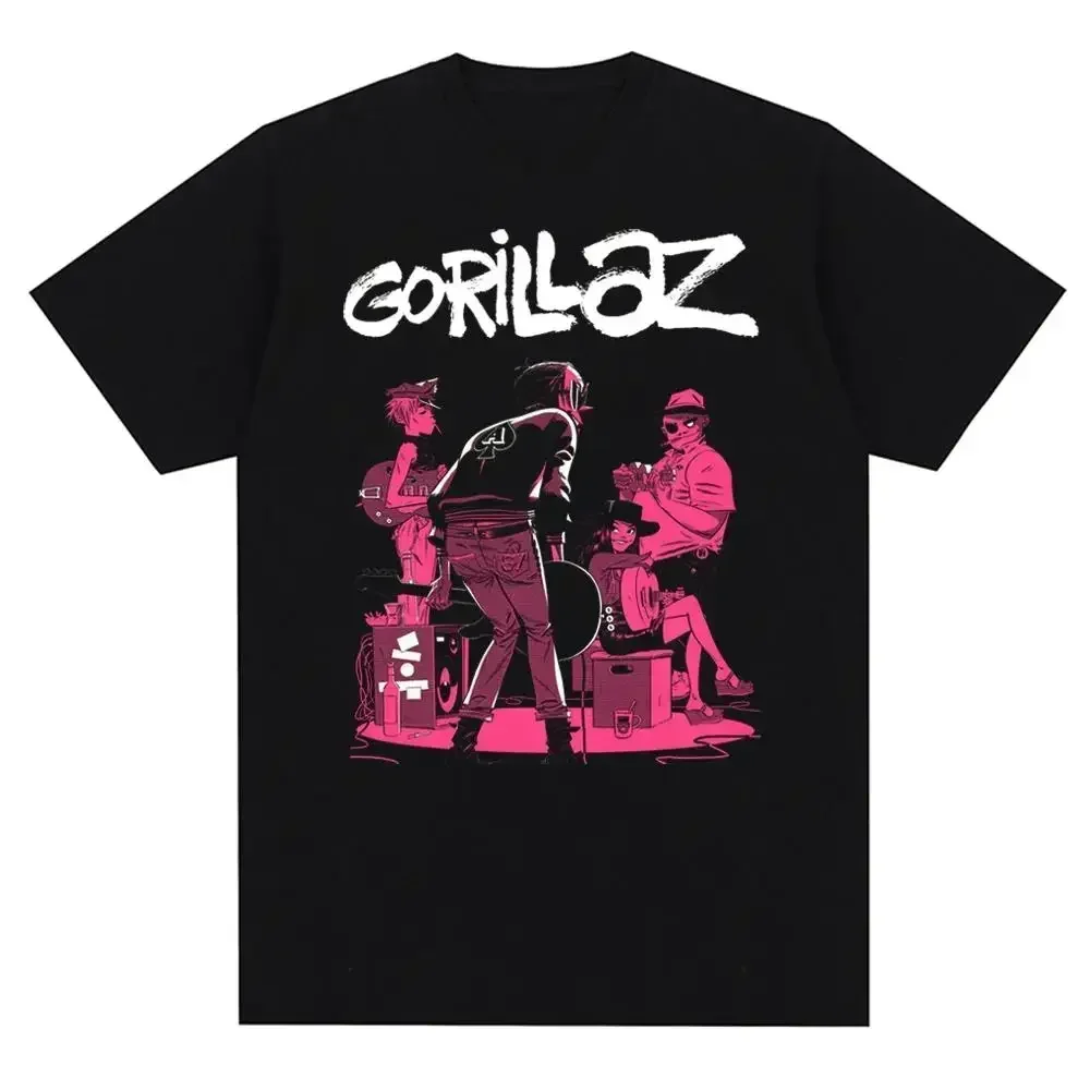 Camiseta con estampado de banda de música Gorillazs Punk Rock, moda informal de los años 90, camisetas Unisex de manga corta de talla grande, ropa gráfica Y2k para mujer