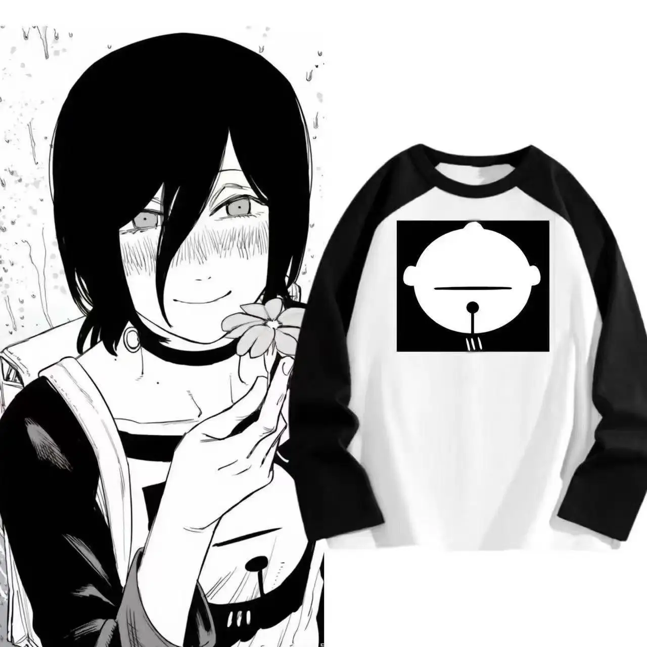 Anime Chainsaw Man Reze Cosplay Long Sleeve T-shirt Cosplay Oversized Vintage Women Japanese Manga Tee Clothing Harajuku Top view 2