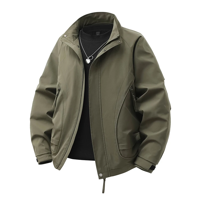 

Luy Plum Men's Jaet Trendy Youth Workwear Outerwear Spring Autumn Loose Fit Long Sve Zipper Closure Windproof Polyester