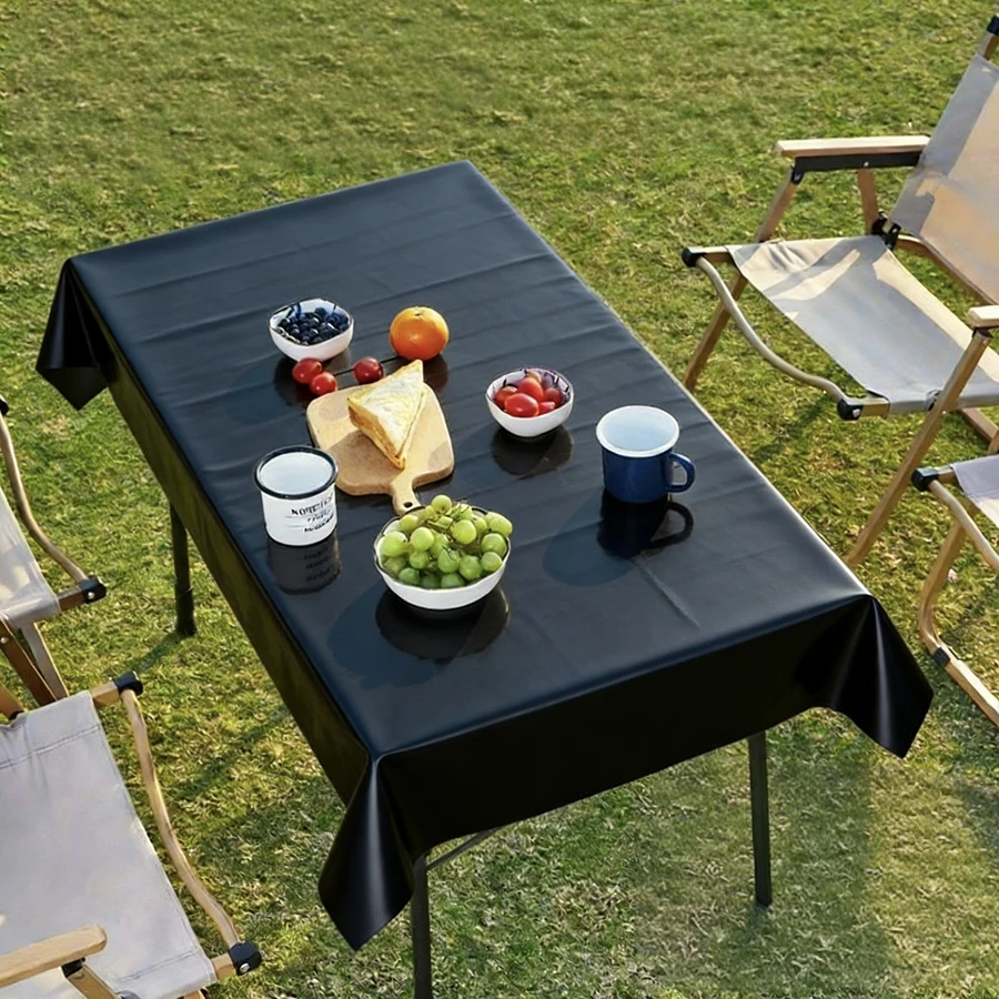 Courtyard Tablecloth PVC Waterproof Black Wear-Resistant and Scratch Resistant Outdoor dining table mat easy to clean