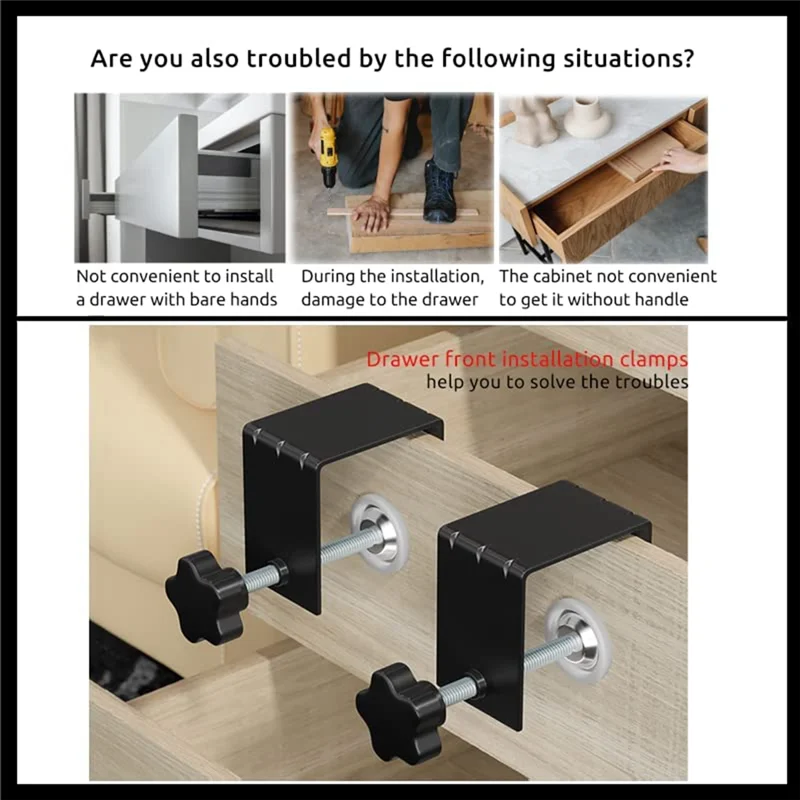 

4Pcs Cabinet Hardware C Clamp Universal Black For Woodworking Cabinet Door Installation Pulls With Countersink Drill Bits Set