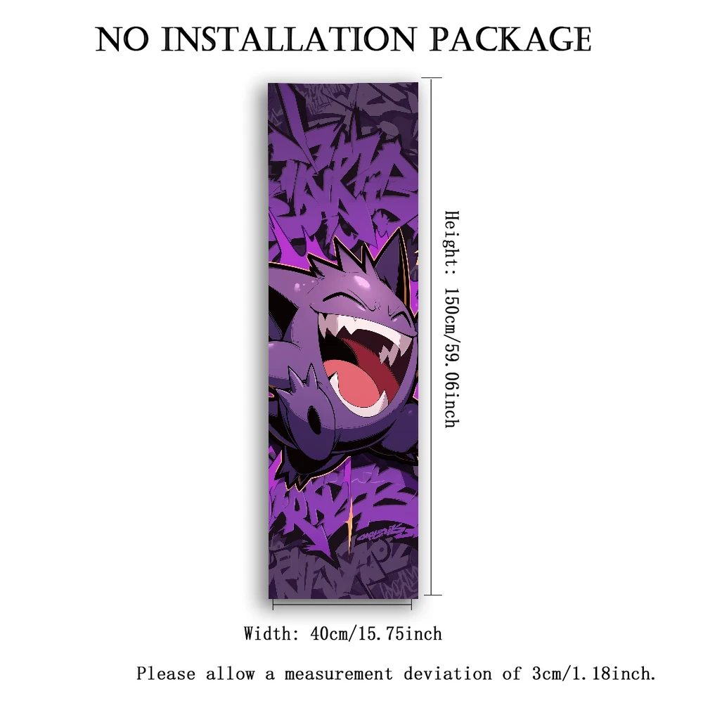 Pokemon Gengar Mew Pikachu Vertical Tapestry Set, Anime Graffiti & Neon Wall Hanging