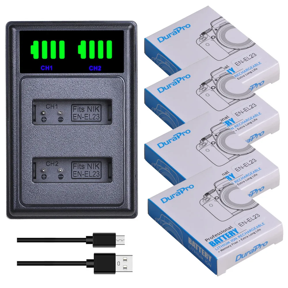 

DuraPro 1850mAh EN-EL23 ENEL23 Bateria EN EL23 Battery +LED Dual Charger for Nikon COOLPIX P900,P900S,P610,P610S,P600,B700,S810c