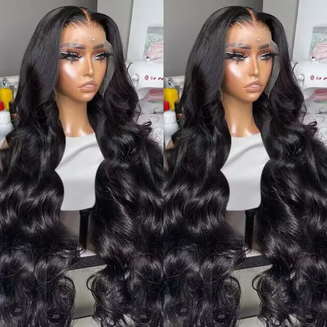 

32 34 Inch Body Wave Lace Front Wigs Pre Plucked With Baby Hair 13x6 HD Lace Frontal Human Hair Wigs 180 Density Natural Color