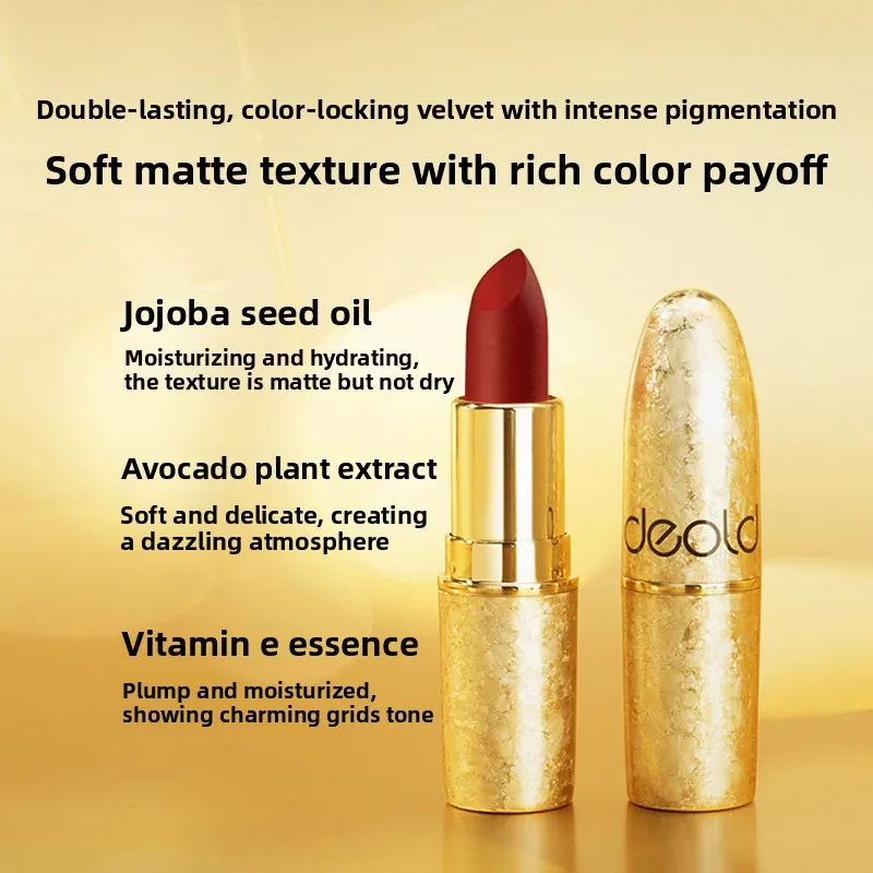 ลิปสติกกำมะหยี่วินเทจสีแดงสีส้มติดทนนานให้ความชุ่มชื้นเรียบเนียนนุ่มบำรุงสีแมตต์เนื้อเนียนละเอียดแต่งหน้าอย่างมีสไตล์สำหรับผู้หญิง