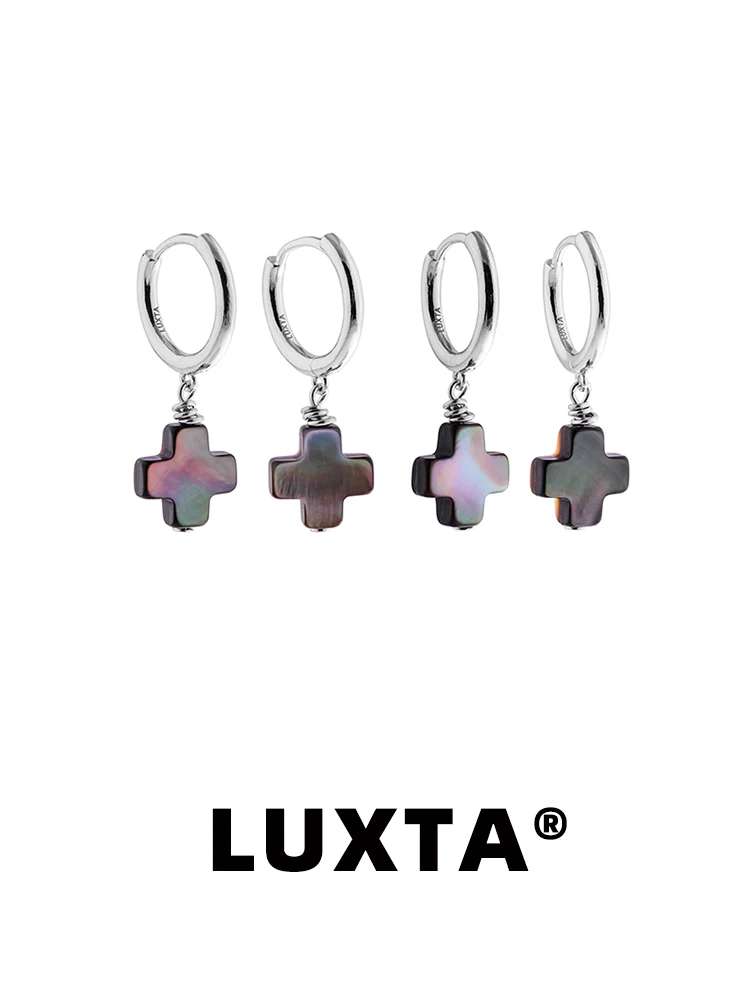 

Luxta Original Natural Mother of Pearl Pure Silver Cross Earrings Men's High-End Feelings Cross Pendant Fashionable American ...