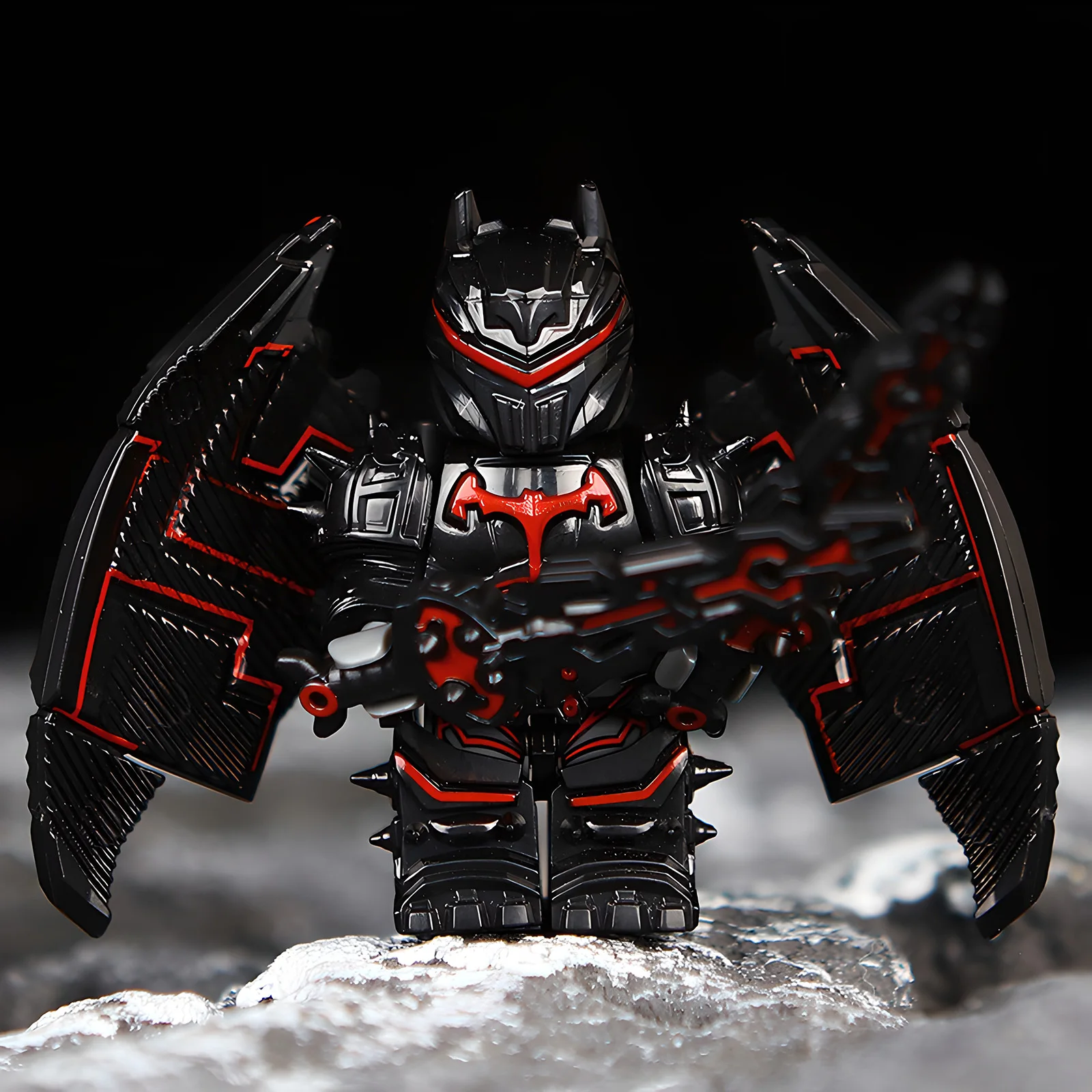 

Третья - игрушка-конструктор Party Bat Mecha, мобильный стиль Wonder Dark Hell, крылатая броня и двойные мечи, набор кирпичей для сборки своими руками