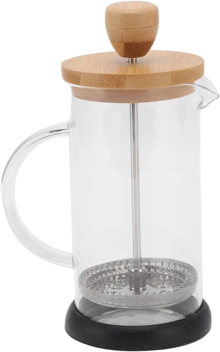 Cafetera y tetera, vidrio de acero inoxidable, filtro de elaboración manual resistente al calor, cafetera de té de alto borosilicato (pequeña)
