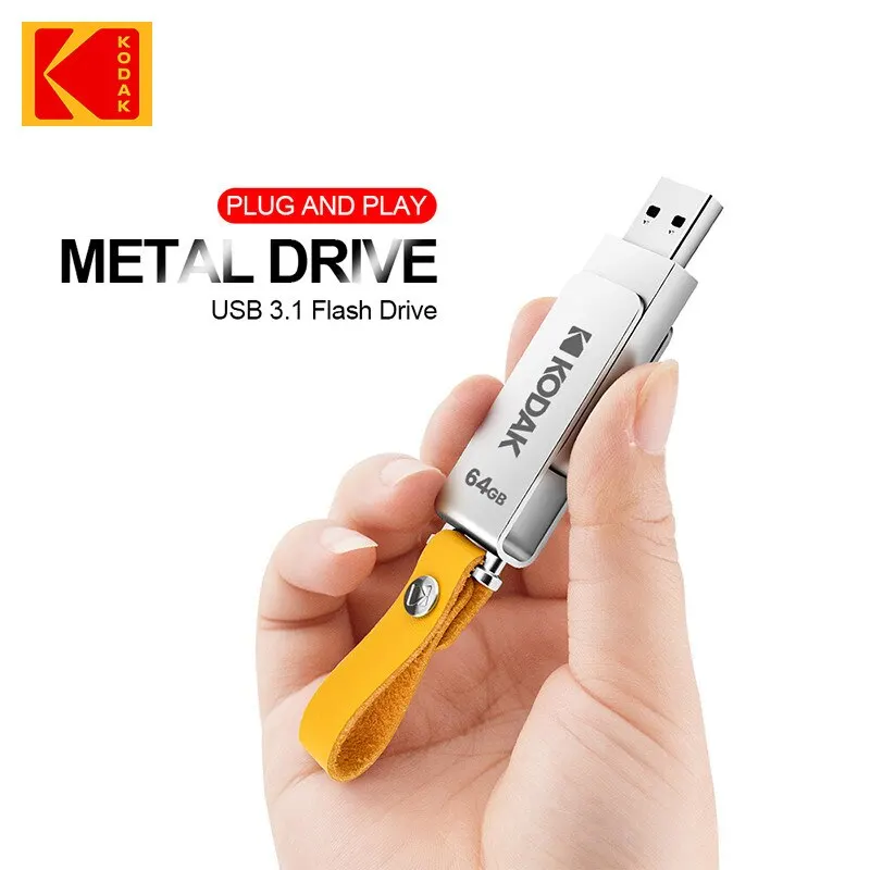 KODAK USB 3.1 Metal USB Flash Drive 64GB 128GB 256GB Pen Drive Creative Personality Car Music Gift High Speed USB PenDrive