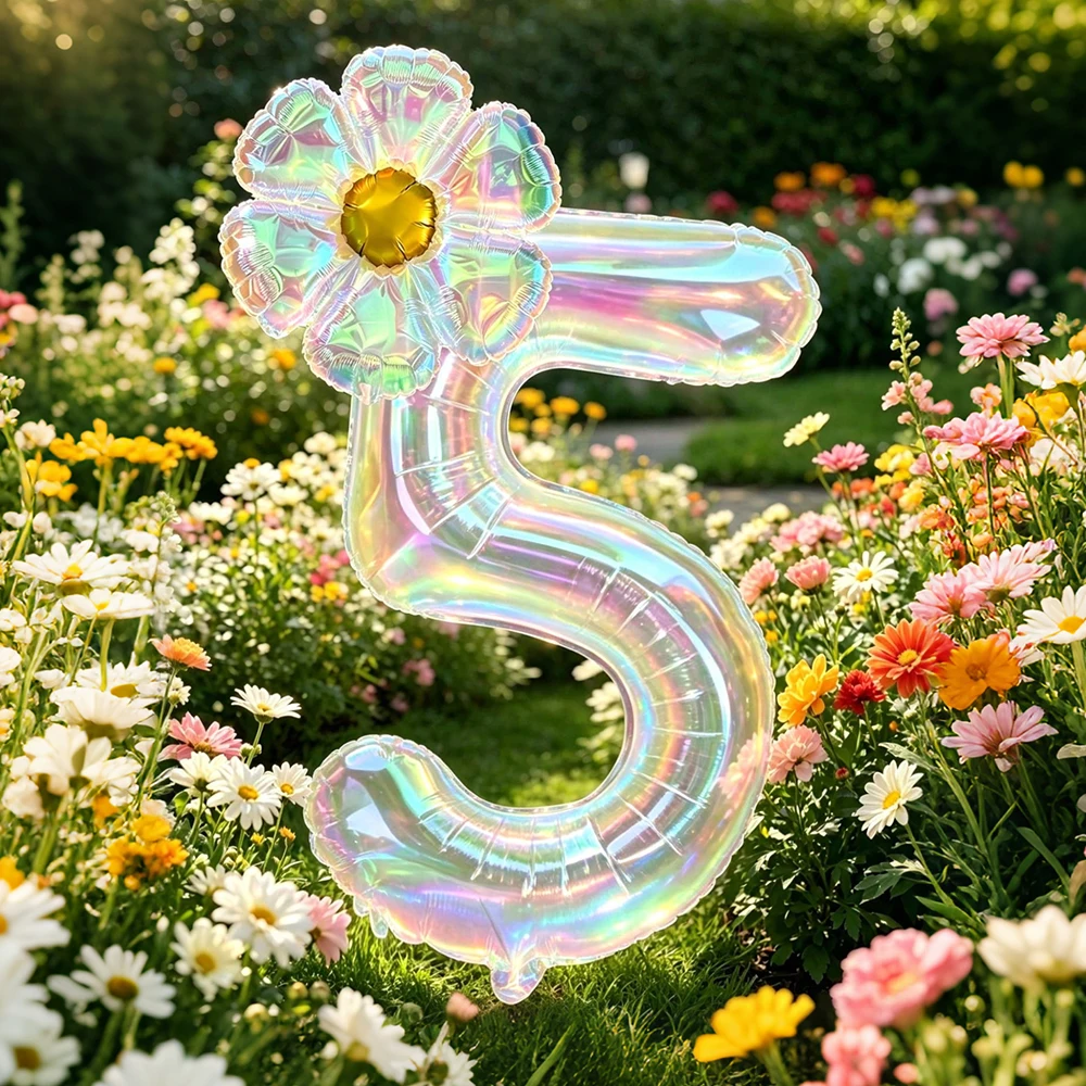 40 Zoll große, farbenfrohe, transparente Zahlenballons und große transparente Gänseblümchen-Folienballons, für Geburtstagsfeiern, Jubiläumsdekorationen – Detail 2