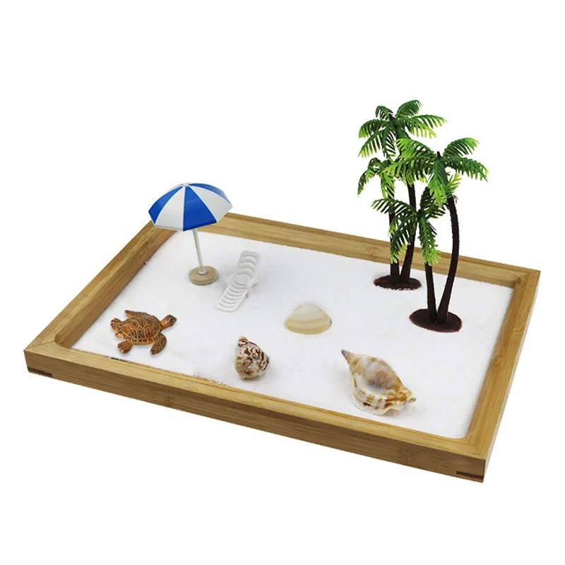 Ocean Beach Micro Landscape Decoration Resin Bamboo Creative Ocean Sand Table Home Office Casual Decor