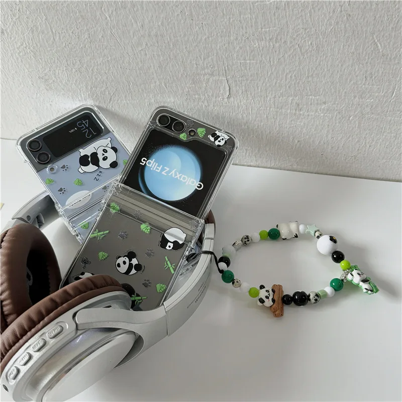 

Cute Panda Transparent for Samsung Galaxy Z Flip 7 6 5 4 Protective Back Cover for ZFlip5 ZFlip6 ZFlip7 Case Shell