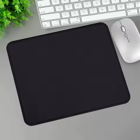 Black Office Mouse Pad Square with Stitched Edge Smooth Cloth Gaming Mousepad Non-Slip Rubber Base for Computer Laptop Desk Mat