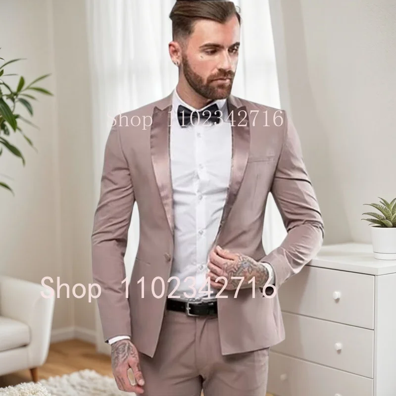 

Latest 2 Piece Formal Wedding Men Suits Slim Fit Groom Best Man Smart Coat Pants Design Prom Costume Homme for Men Latest Style