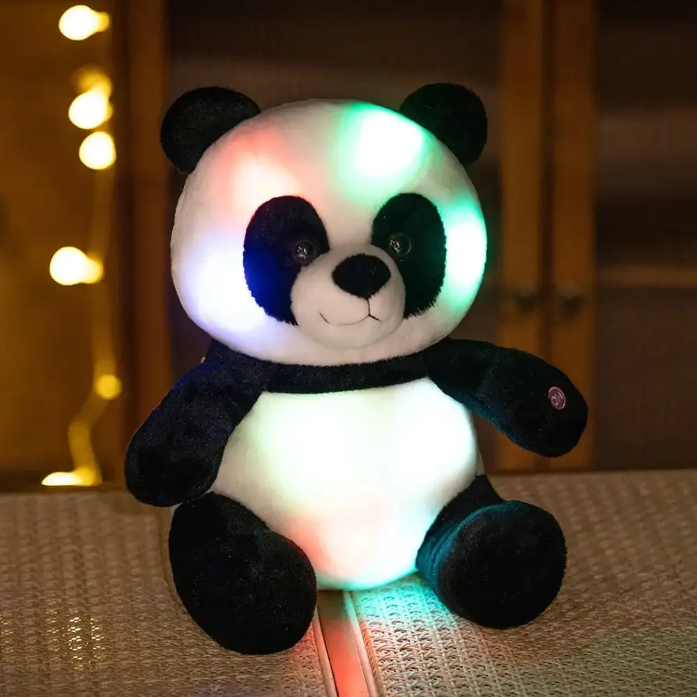LED Panda Peluche Glow Soft Bear Peluche Illuminano al buio Compagno di famiglia con luci notturne Regalo per bambini Natale