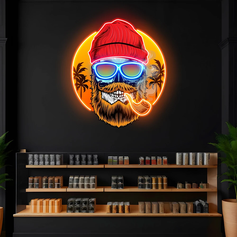 Sunset Monkey Smoking LED Neon Custom Smoke Shop Bar Decor Neon Sign Man Cave Room Decoration Light for Business Advertising