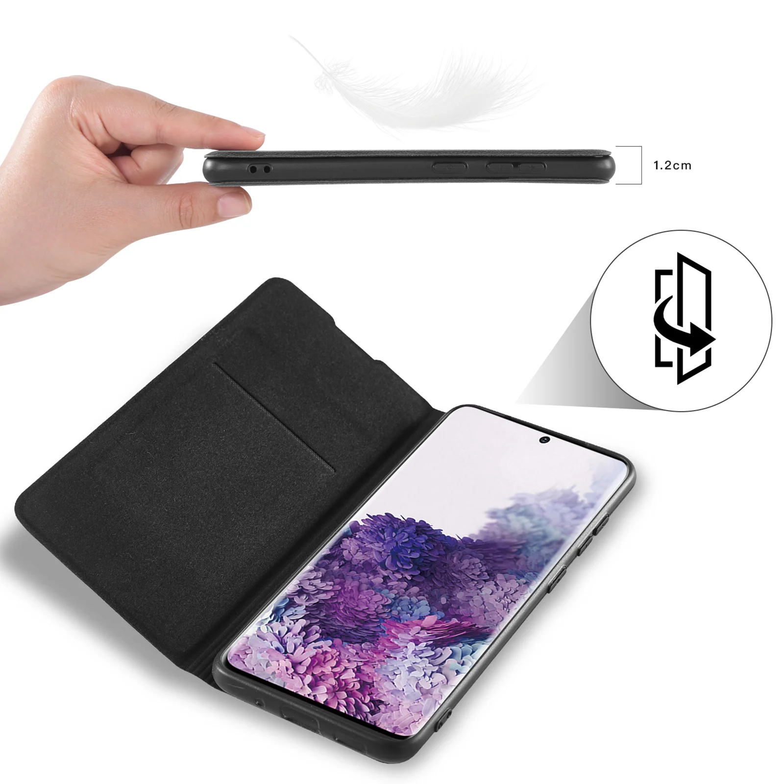 360 Flip Cover Leather Wallet Phone Case for Samsung Galaxy S8 S9 Plus S Note 5 8 9 Note8 Note9 S8plus S9plus 8s 9s 8plus 9plus