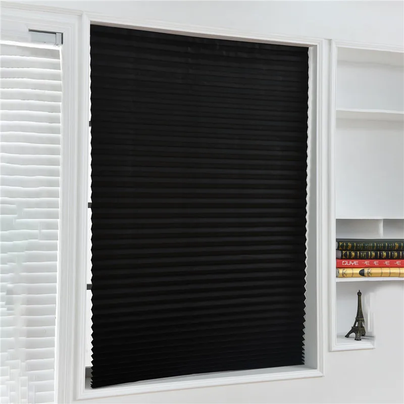 Self-Adhesive Pleated Blinds Half Blackout Windows Curtains for Kitchen Bathroom Balcony Shades For Coffee/Office Window