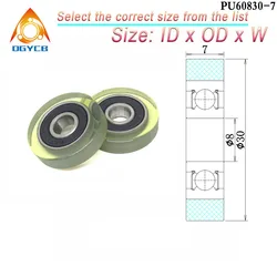 1pcs 8x30x7 PU Coated Flat Roller PU60830-7 30mm Diameter 8mm Bore Polyurethane Pulleys Wheel 8*30*7