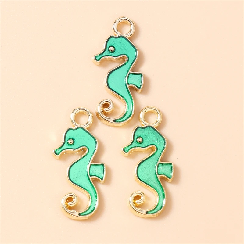 20 Stück 10x22mm Cartoon Tier Charms Emaille Seepferdchen Charms Anhänger für Schmuckherstellung Halsketten Ohrringe DIY Bastelzubehör – Detail 7