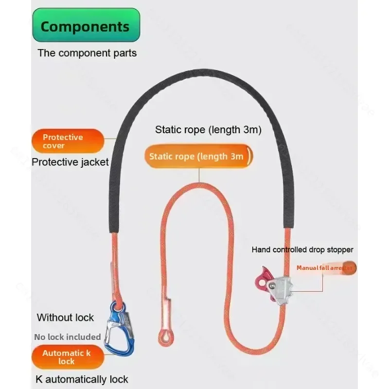 15kN Mobile Safety Rope Grab,Fall Protection Anti-fall Equipment,Stop Falling Rope Grab for Mountaineering Rescue Work at Height