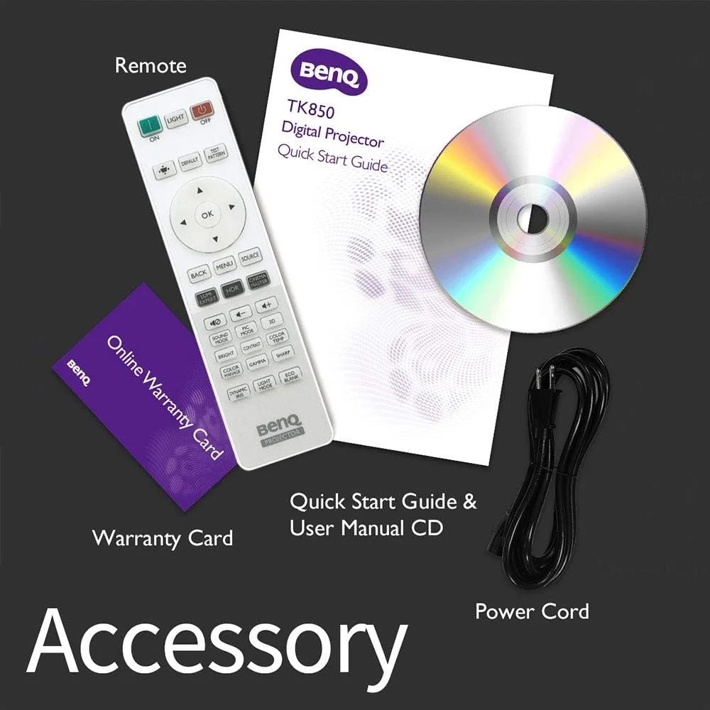 BenQ TK850 True 4K HDR-PRO LED Projector Dynamic 3000 Lumens For Movies Gaming & Sports 3D Compatible