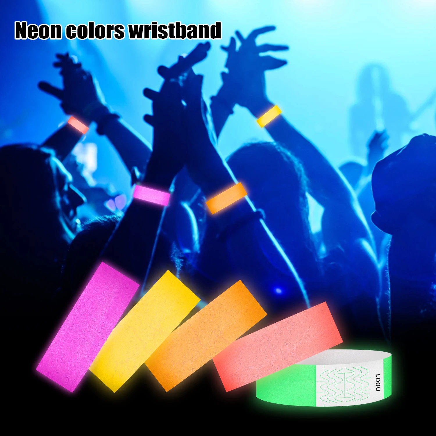 100 pcs disposable bracelet 1056D material wrist band Serial number Tyvek waterproof paper party wear bracelet