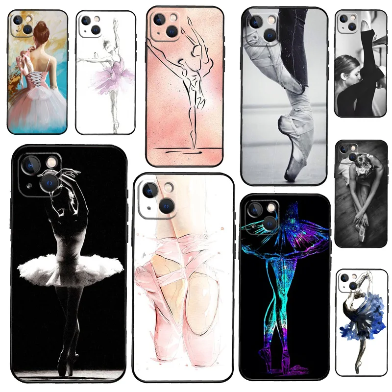 Ballerina Ballet Dance Girl Phone Case For iPhone 11 12 14 Pro Max 13 Mini X XR XS Max 7 8 Plus SE 2020 Soft Back Cover