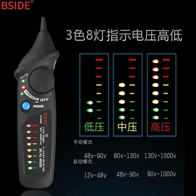 AVD06 Smart Induction Tester Line Breakpoint Detector Electrician Maintenance Pen Sound Light Alarm Voltage Test Tool