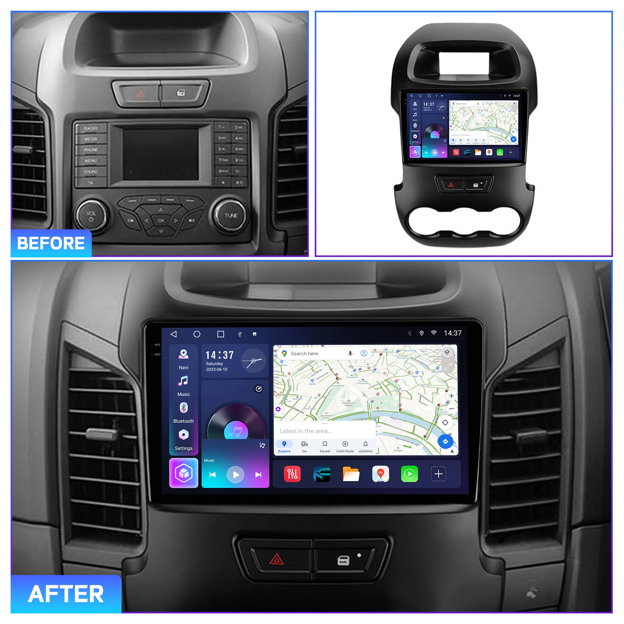 Penhui For Ford Ranger 2011 - 2016 RHD Android Car DVD Player 2Din 9'' Touchscreen DSP Bluetooth Video Radio Multimedia System