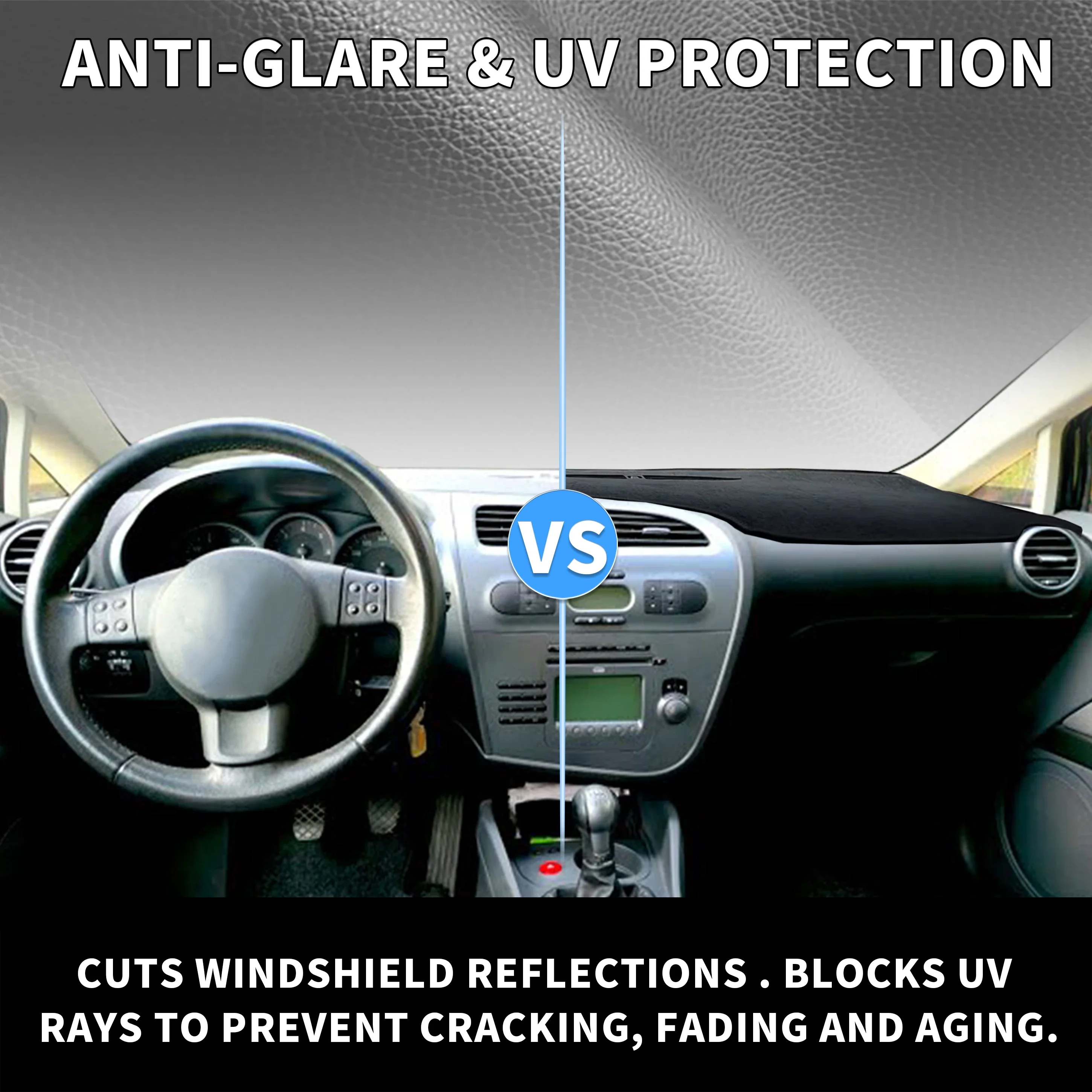 for Seat Leon 2005-2010 2011 2012 Car Dashboard Cover Dashmat Sunshade Anti‑Slip Anti‑UV Dash Mat Cover Interior Accessories