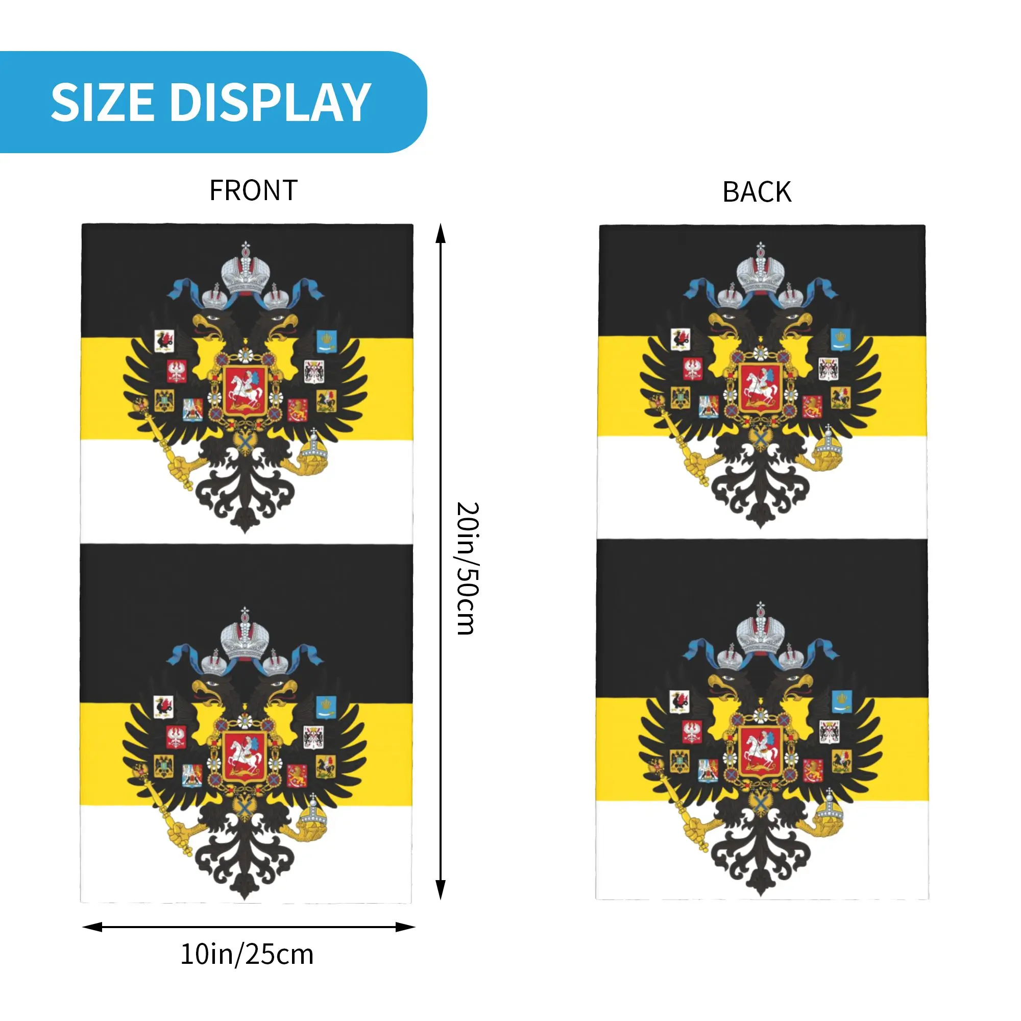 Russian Empire Coat of Arms Flag Bandana Neck Gaiter for Camping Women Men Wrap Scarf Russia Balaclava Warmer Face Scarf Cover