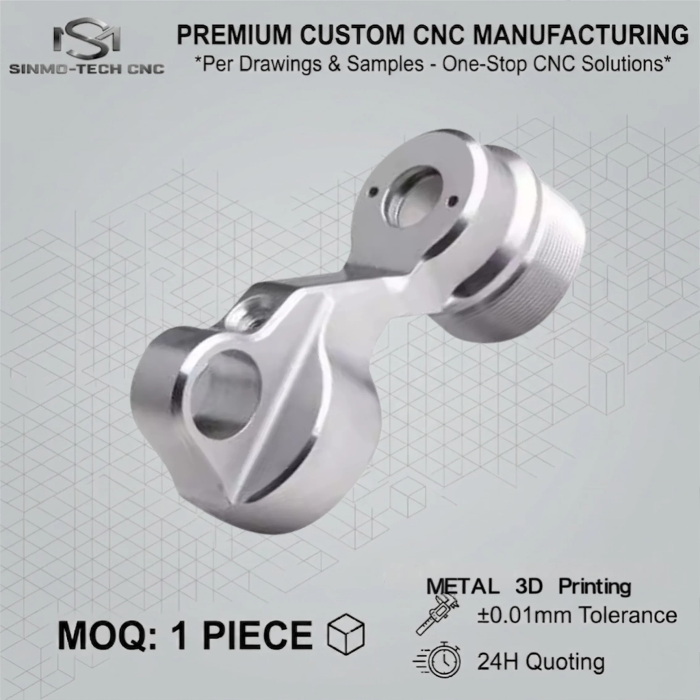 Precision Metal 3D Printing Service, Custom Complex Geometry SLM Printing Prototype Parts per CAD STEP Drawing, 1pc
