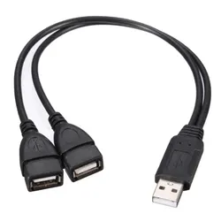 High Quality USB 2.0 Cable USB Double Splitter Adapter Cable One To Two Female To USB 2 Male Power Extension Cable