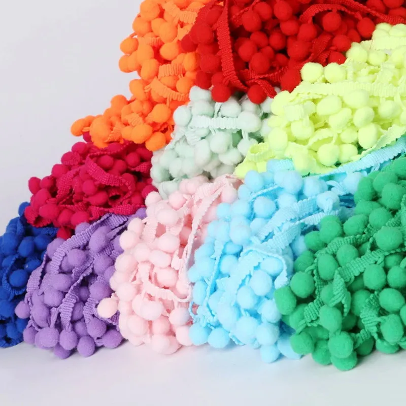 5Yards 25mm Pompom Ball Fringe Ribbon Knitted Sewing Pom pom Lace Trims Handmade Sewing Wedding Party Clothing Embellishement